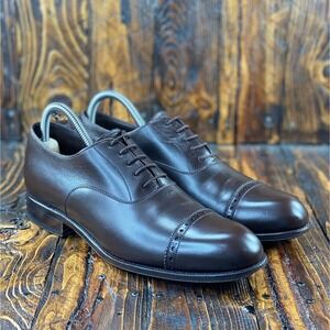 Carmina Men's Oxford Cap Toe Dress Shoes 80201 RAIN Dark Brown Size UK 6‎ / US 7
